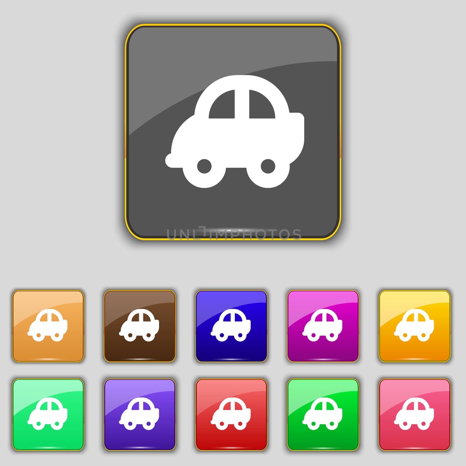 Auto icon sign. Set with eleven colored buttons for your site. illustration