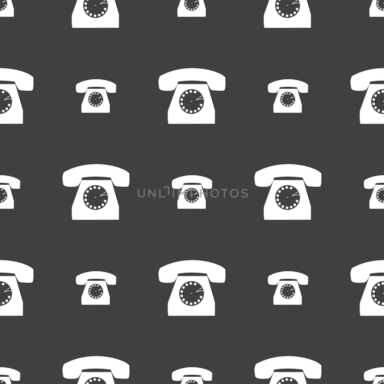 Retro telephone icon symbol. Seamless pattern on a gray background. illustration