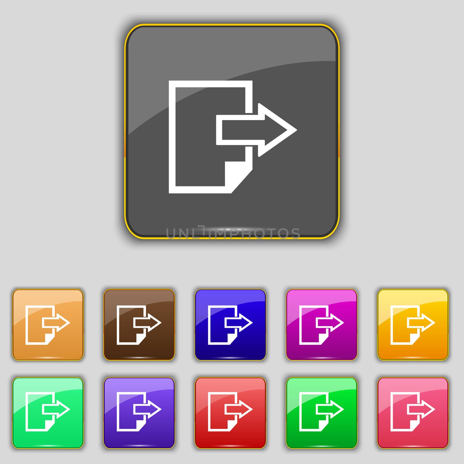 Export file icon. File document symbol. Set of colored buttons.  by serhii_lohvyniuk