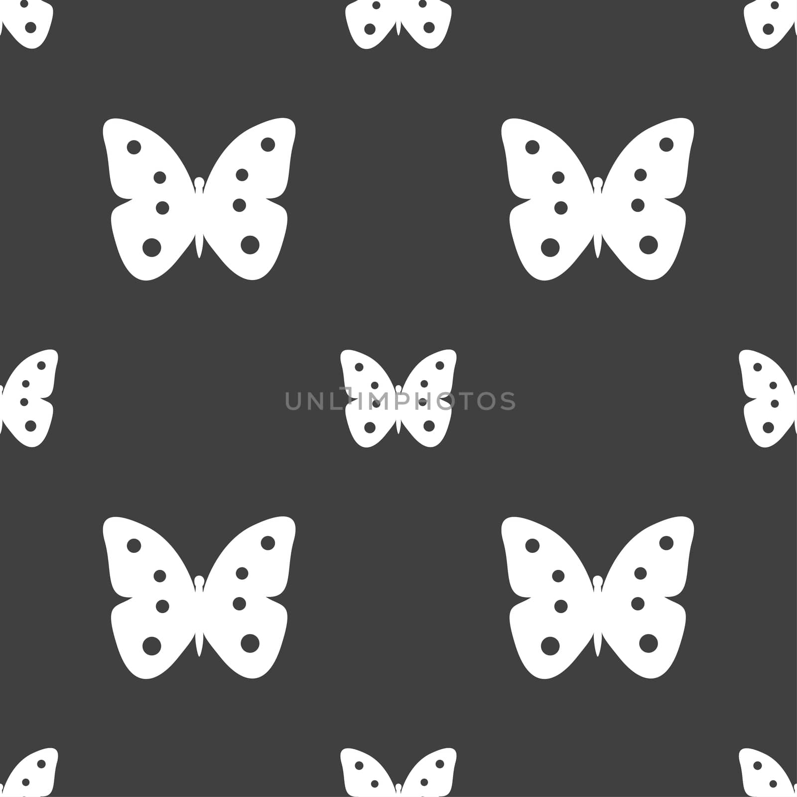 Butterfly sign icon. insect symbol. Seamless pattern on a gray background. illustration