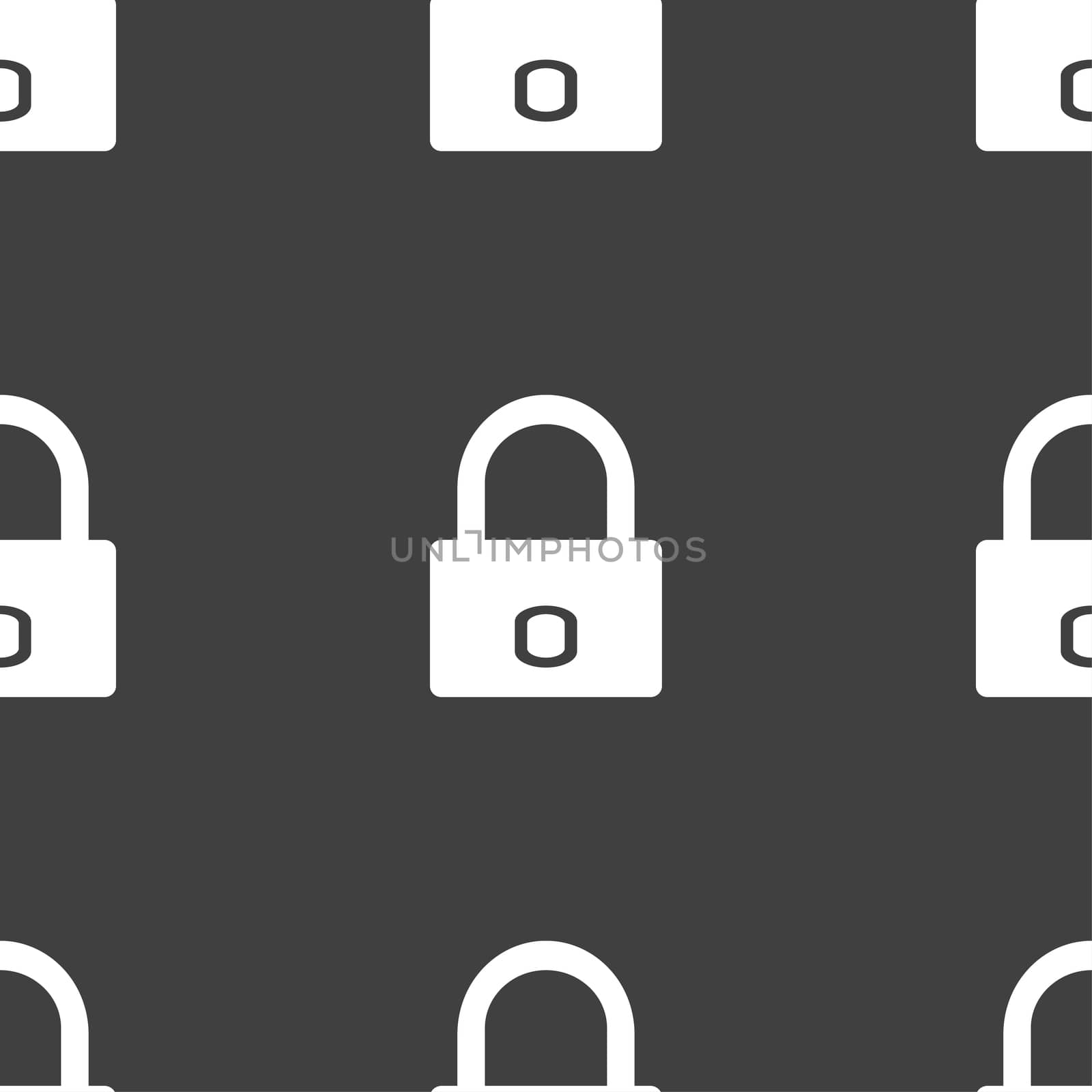 Lock sign icon. Locker symbol. Seamless pattern on a gray background. illustration