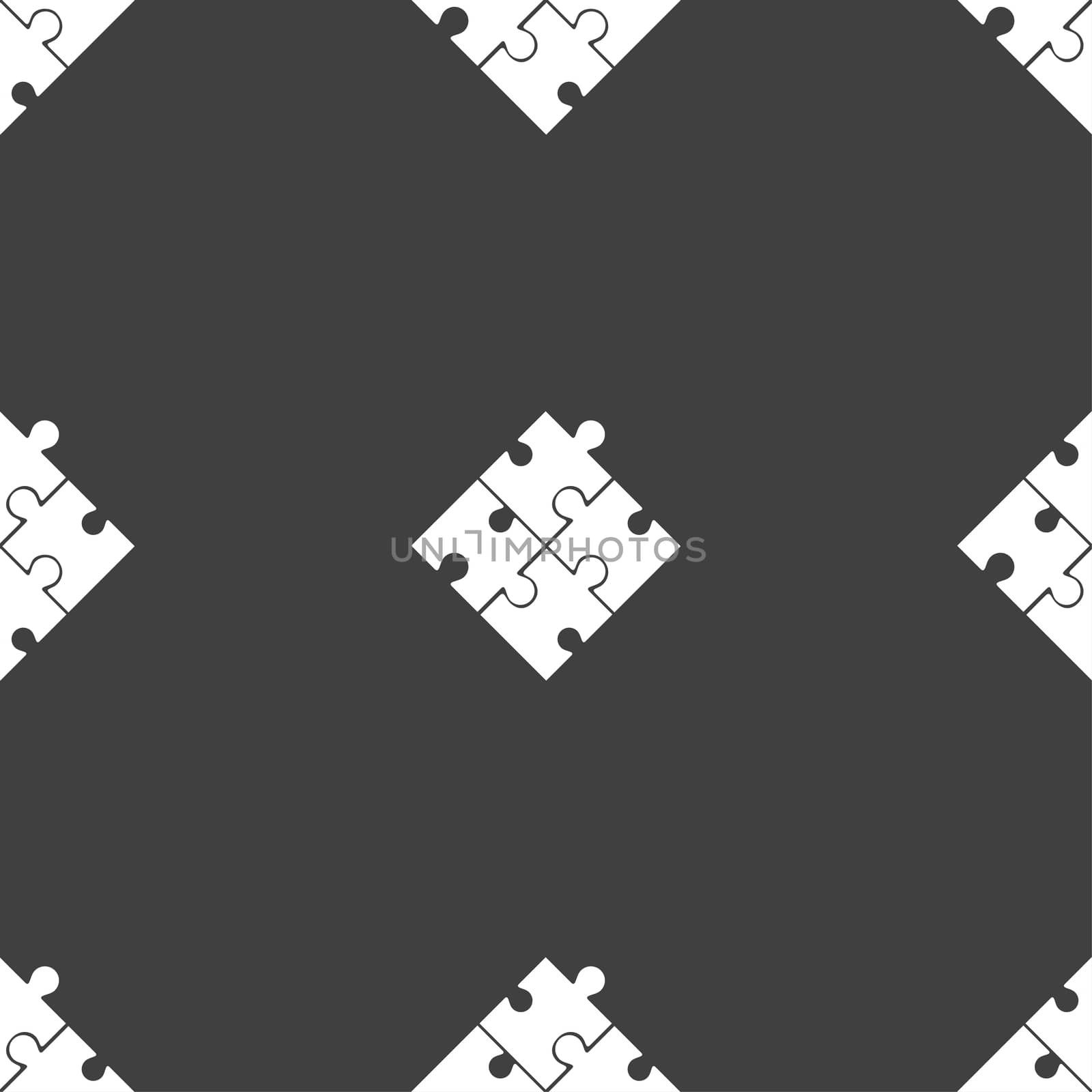 Puzzle piece icon sign. Seamless pattern on a gray background. illustration