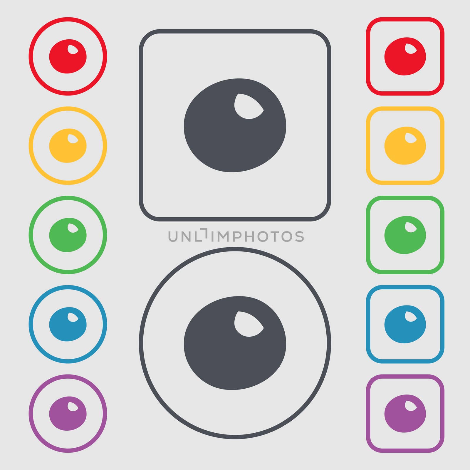 number zero icon sign. Symbols on the Round and square buttons with frame. illustration