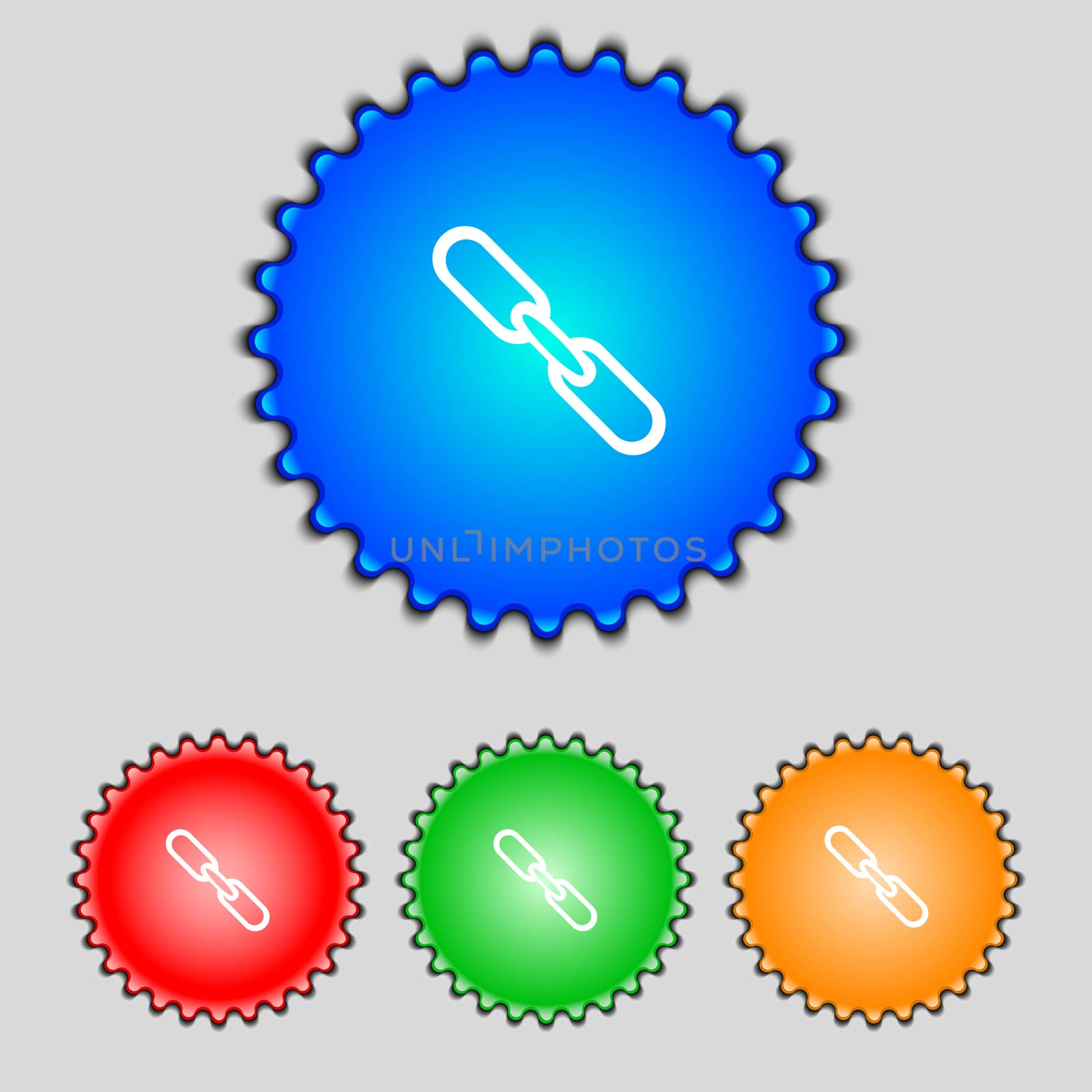 Link sign icon. Hyperlink chain symbol. Set colourful buttons. illustration