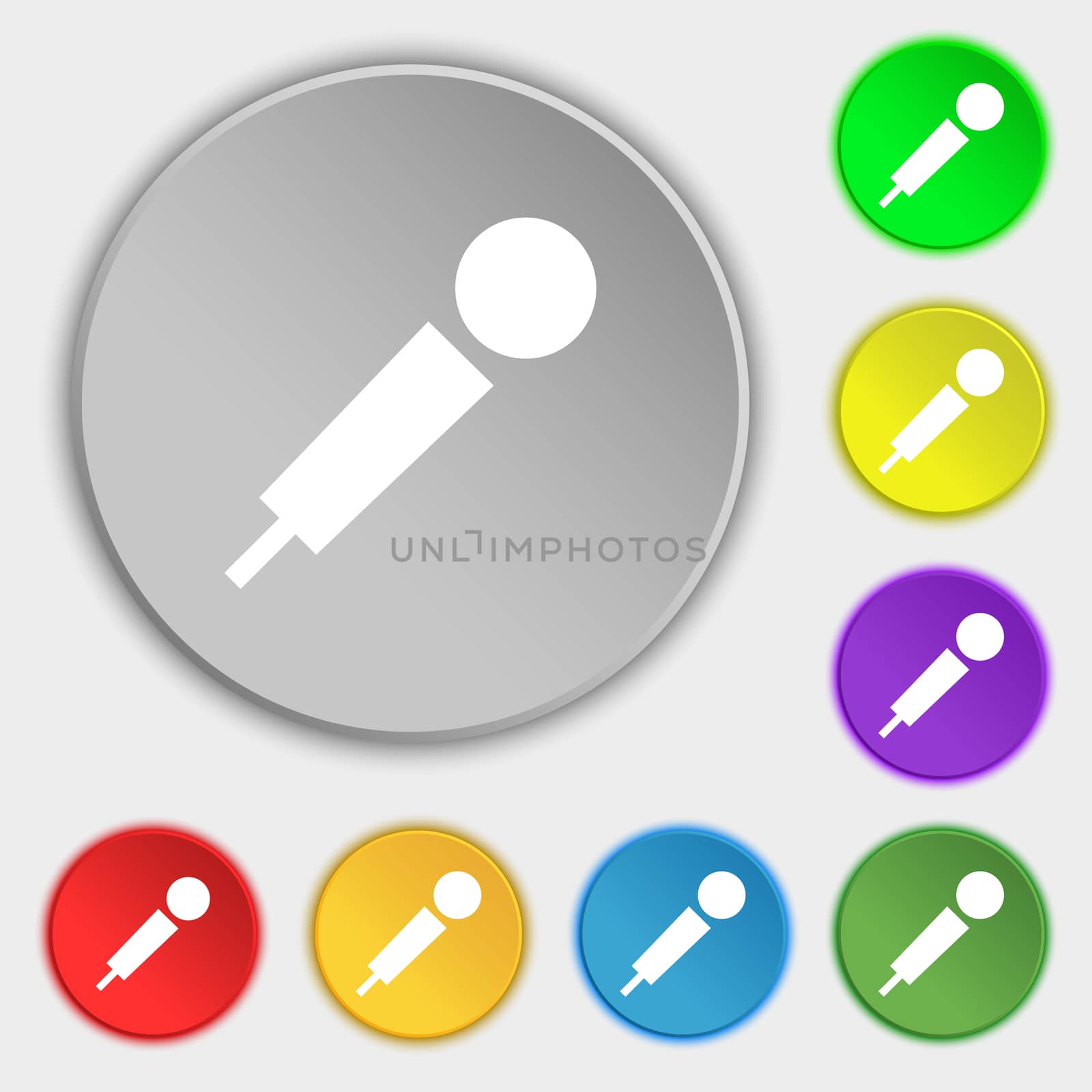 microphone icon sign. Symbol on five flat buttons.  by serhii_lohvyniuk