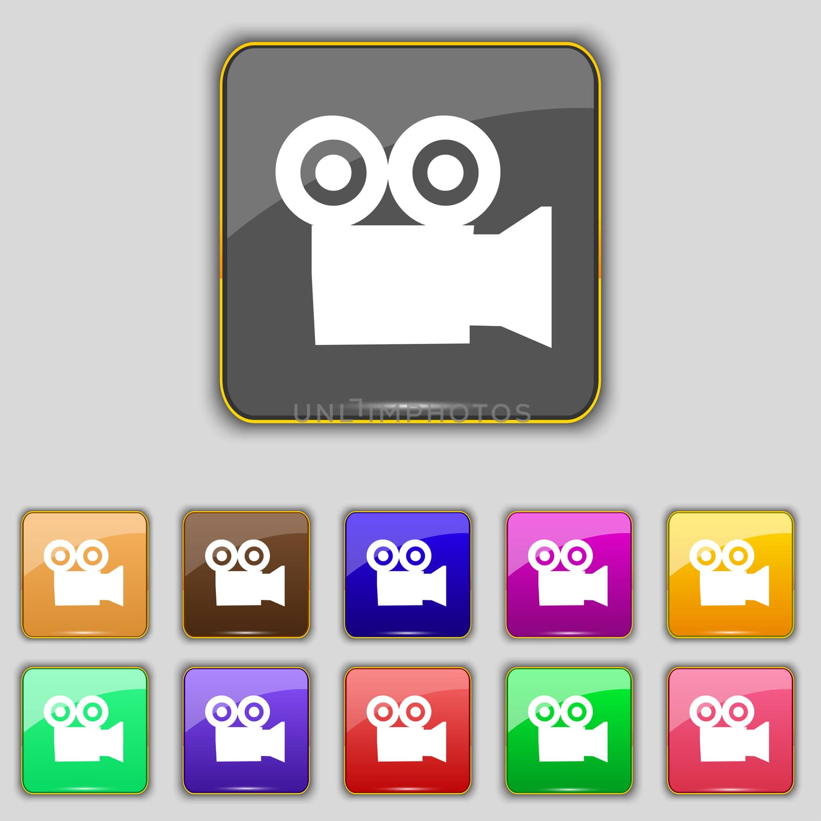 video camera icon sign. Set with eleven colored buttons for your site.  by serhii_lohvyniuk