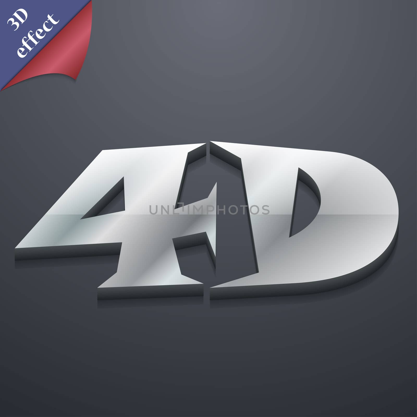 4D icon symbol. 3D style. Trendy, modern design with space for your text . Rastrized by serhii_lohvyniuk