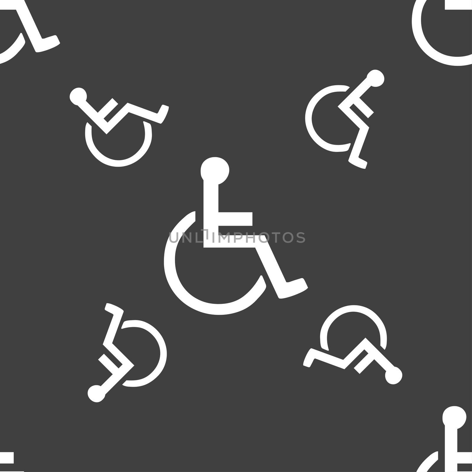 disabled icon sign. Seamless pattern on a gray background. illustration