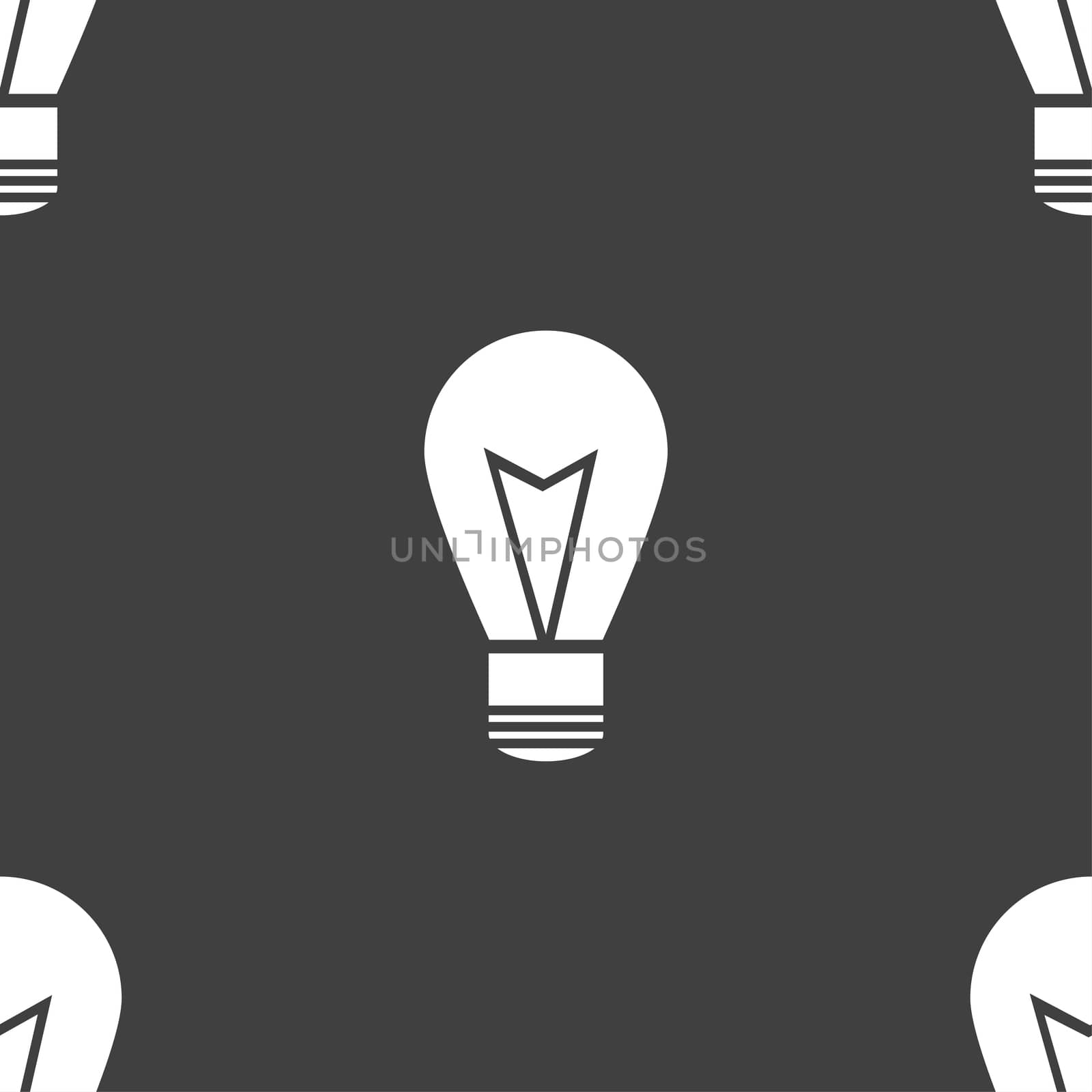 Light lamp sign icon. Idea symbol. Lightis on. Seamless pattern on a gray background.  by serhii_lohvyniuk