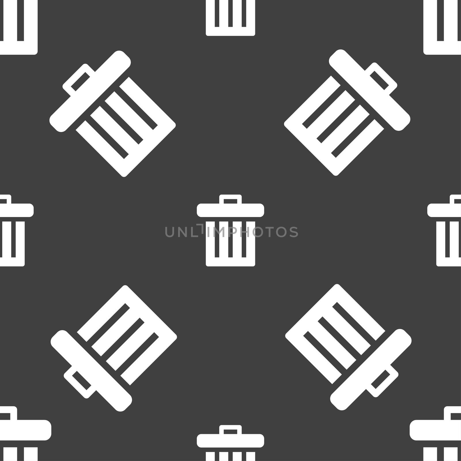 Recycle bin icon sign. Seamless pattern on a gray background. illustration