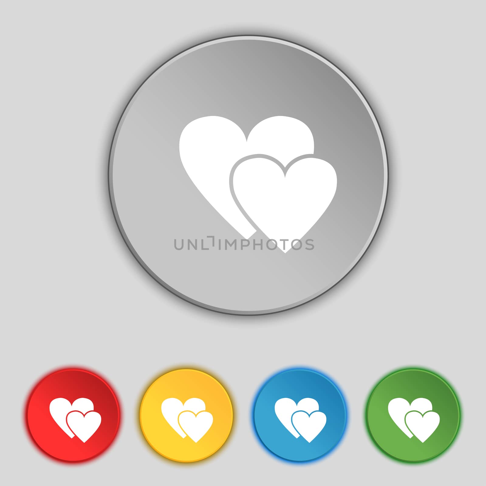 Heart sign icon. Love symbol. Set colur buttons.  by serhii_lohvyniuk