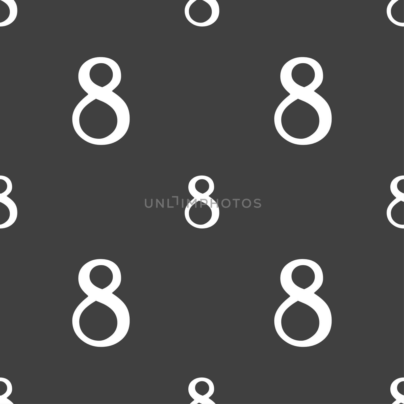 number Eight icon sign. Seamless pattern on a gray background.  by serhii_lohvyniuk