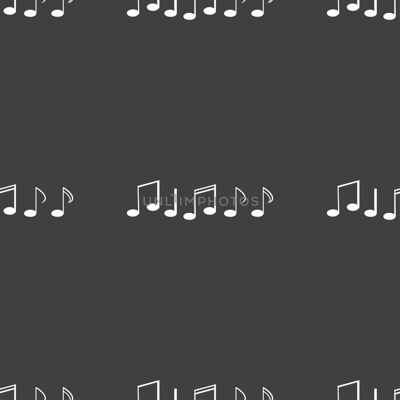 Music note sign icon. Musical symbol. Seamless pattern on a gray background.  by serhii_lohvyniuk