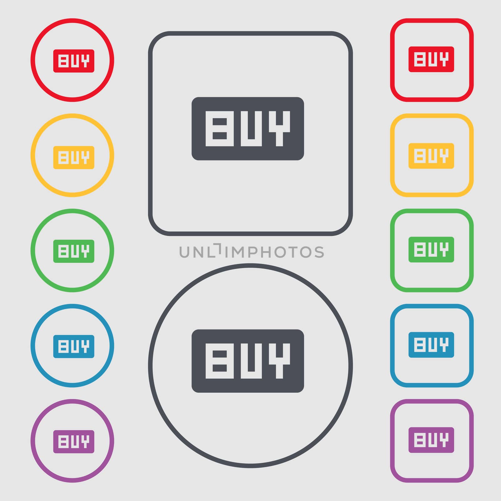 Buy, Online buying dollar usd icon sign. symbol on the Round and square buttons with frame. illustration