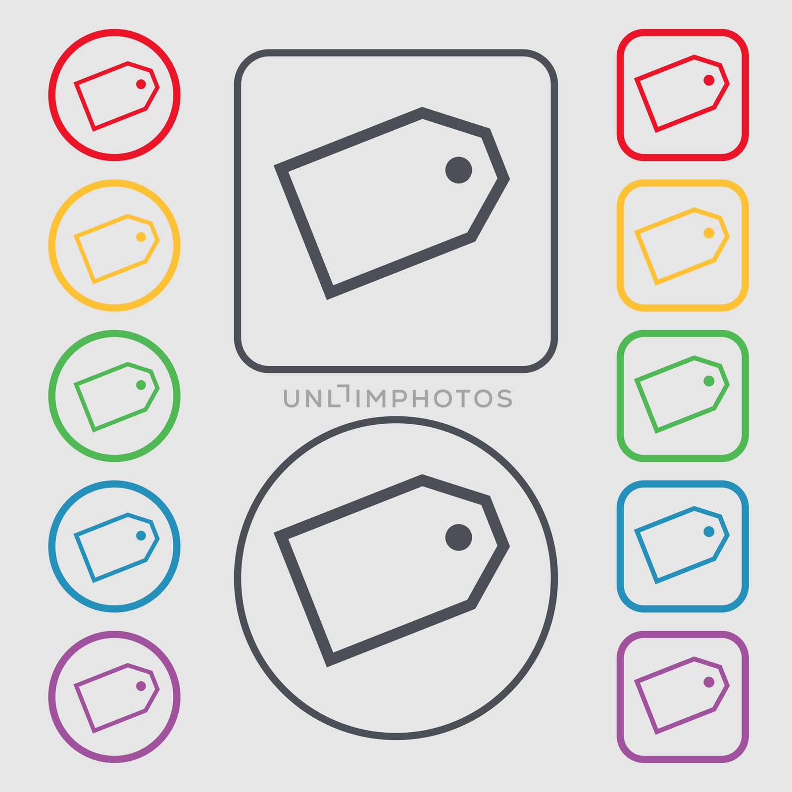 Web stickers icon sign. symbol on the Round and square buttons with frame. illustration