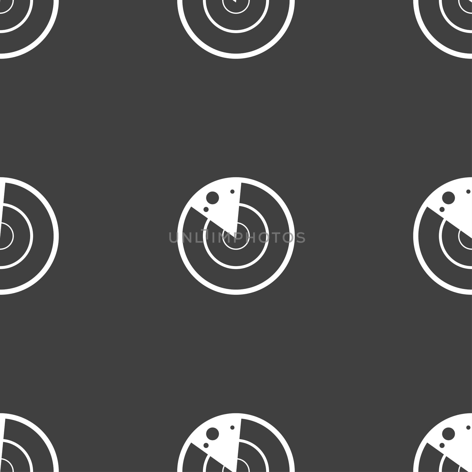 radar icon sign. Seamless pattern on a gray background. illustration