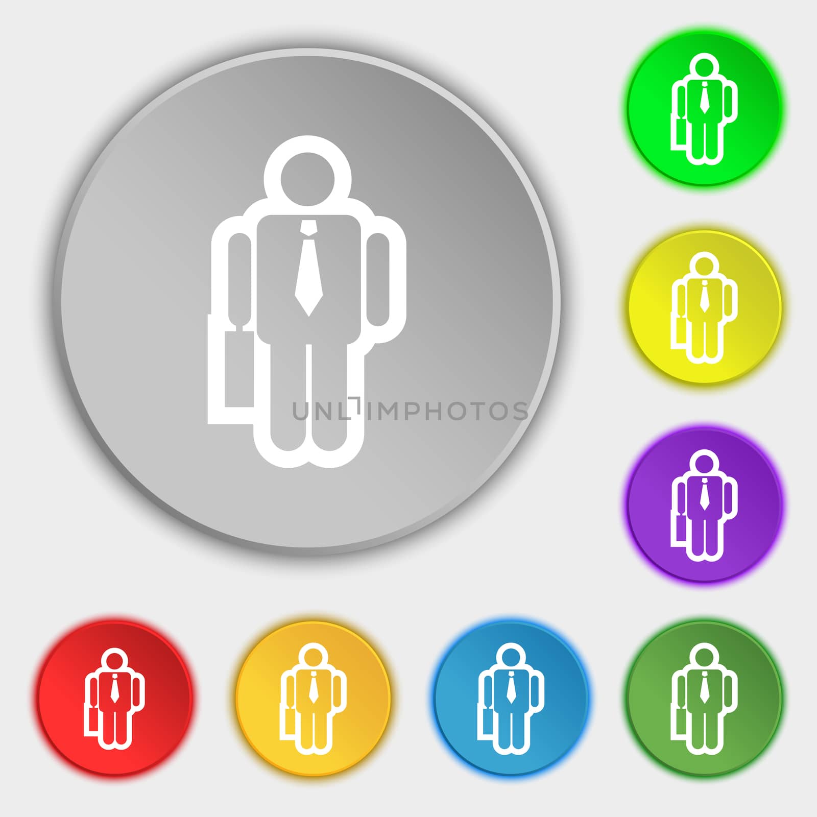 businessman icon sign. Symbol on eight flat buttons.  by serhii_lohvyniuk