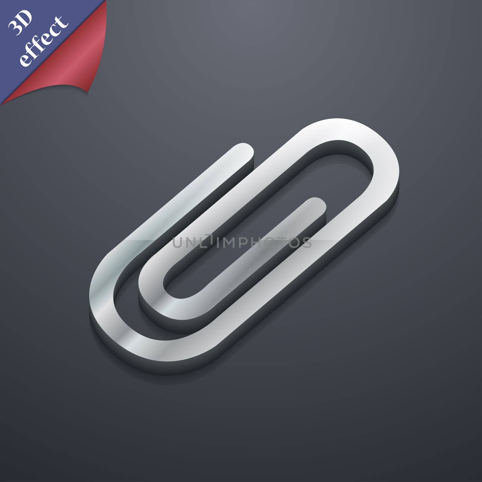 Paper clip icon symbol. 3D style. Trendy, modern design with space for your text illustration. Rastrized copy