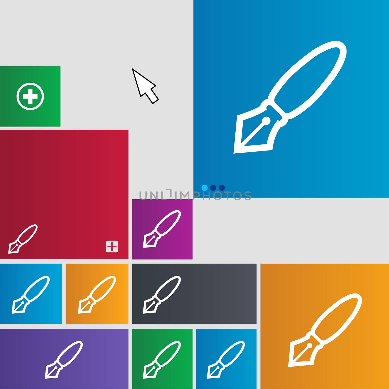 Pen icon sign. buttons. Modern interface website buttons with cursor pointer. illustration