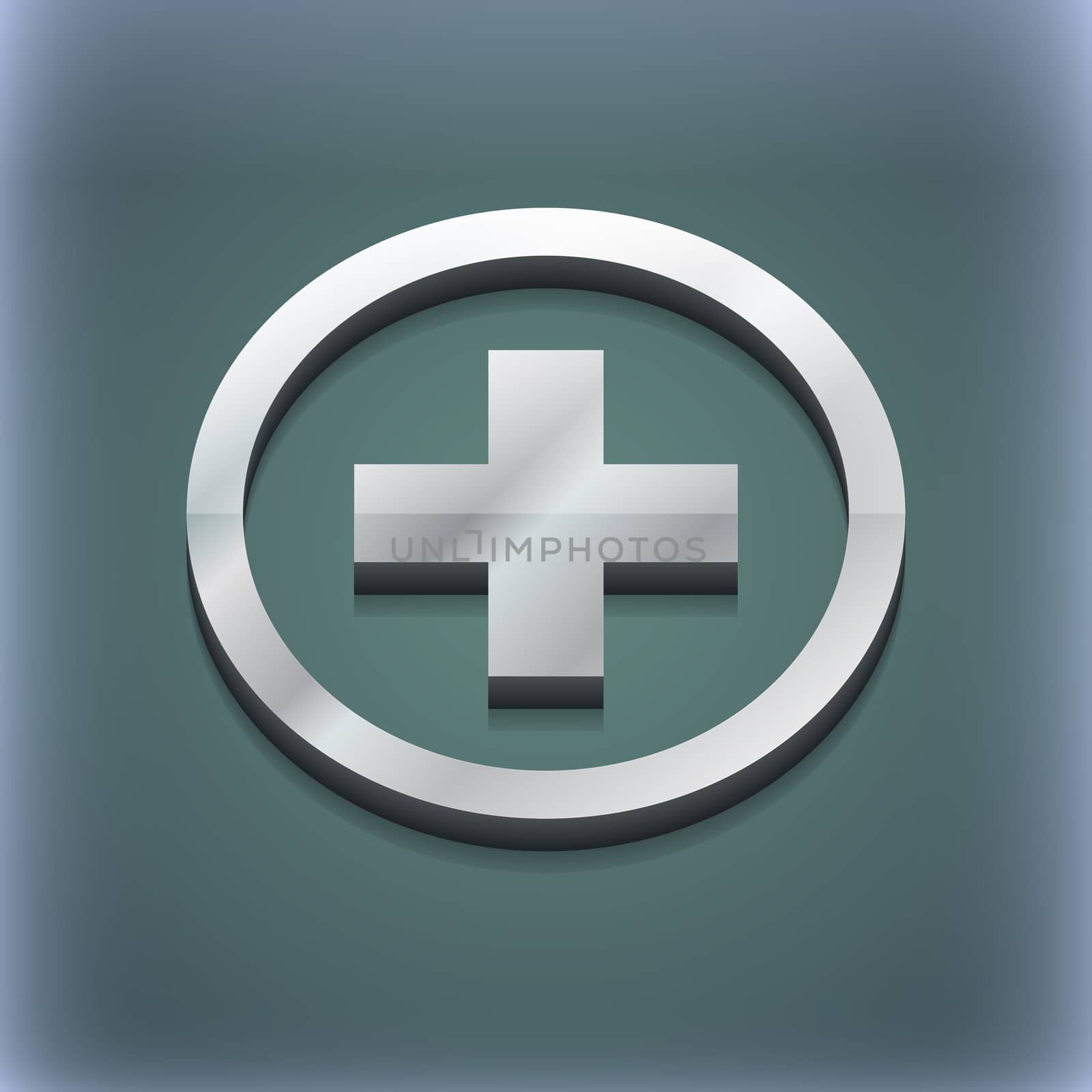 Plus icon symbol. 3D style. Trendy, modern design with space for your text . Raster by serhii_lohvyniuk
