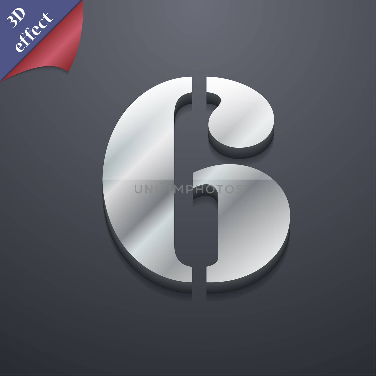 number six icon symbol. 3D style. Trendy, modern design with space for your text illustration. Rastrized copy