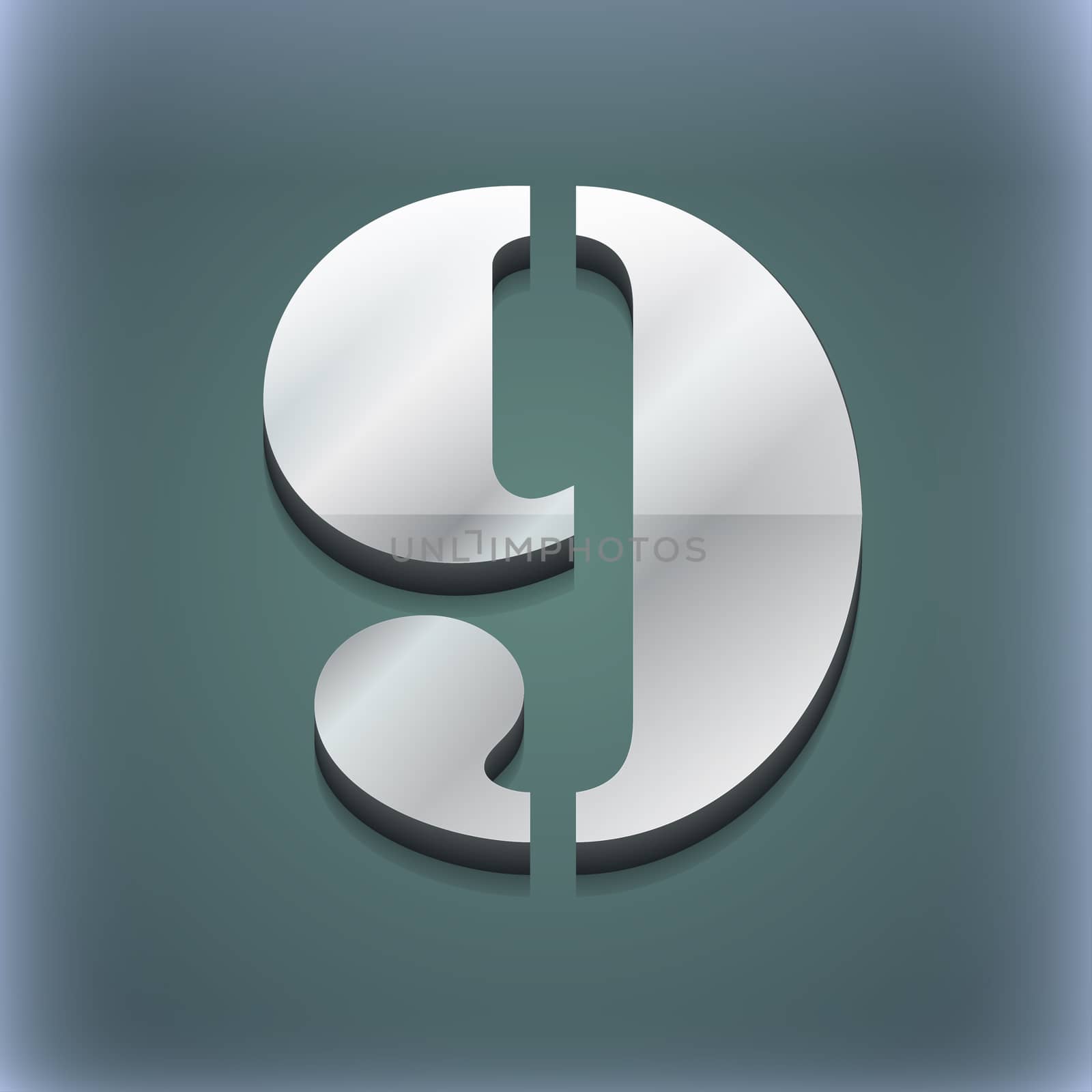 number Nine icon symbol. 3D style. Trendy, modern design with space for your text illustration. Raster version
