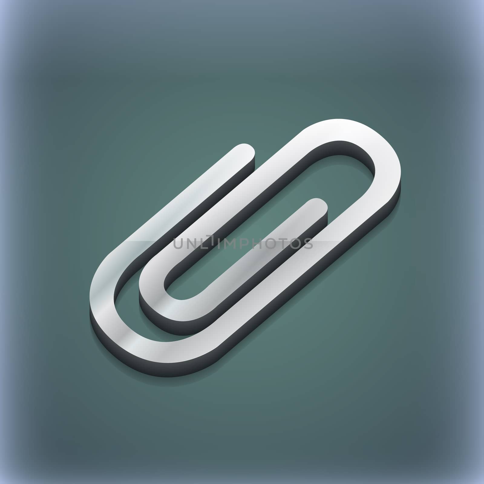Paper clip icon symbol. 3D style. Trendy, modern design with space for your text . Raster by serhii_lohvyniuk