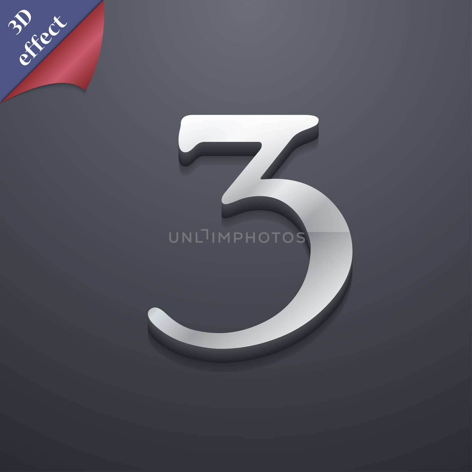 number three icon symbol. 3D style. Trendy, modern design with space for your text . Rastrized by serhii_lohvyniuk