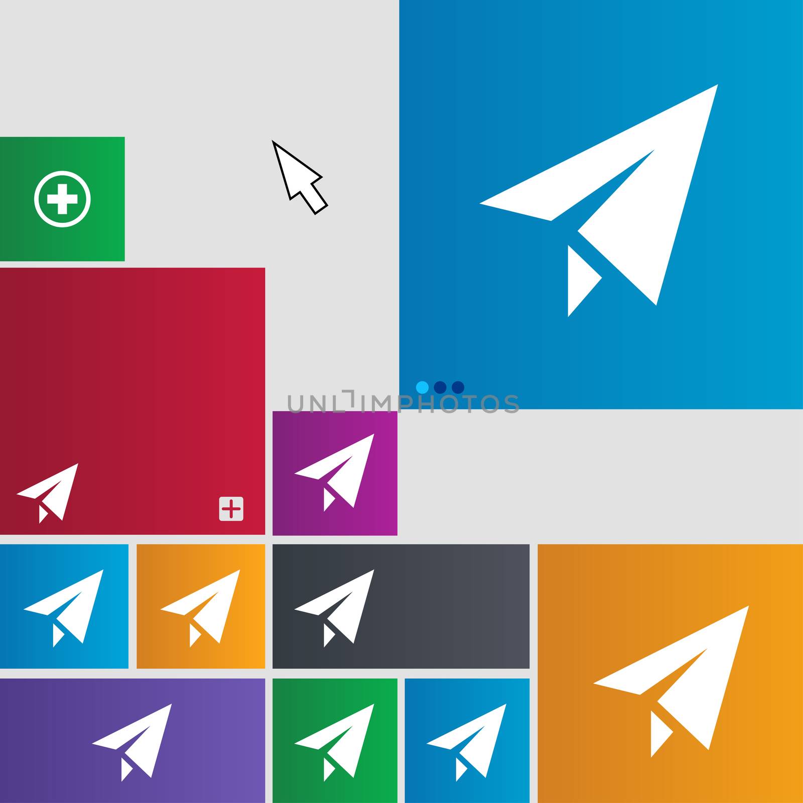 Paper airplane icon sign. buttons. Modern interface website buttons with cursor pointer. illustration