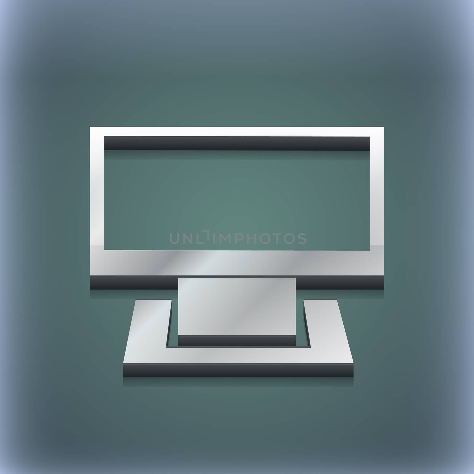 Computer widescreen icon symbol. 3D style. Trendy, modern design with space for your text . Raster by serhii_lohvyniuk