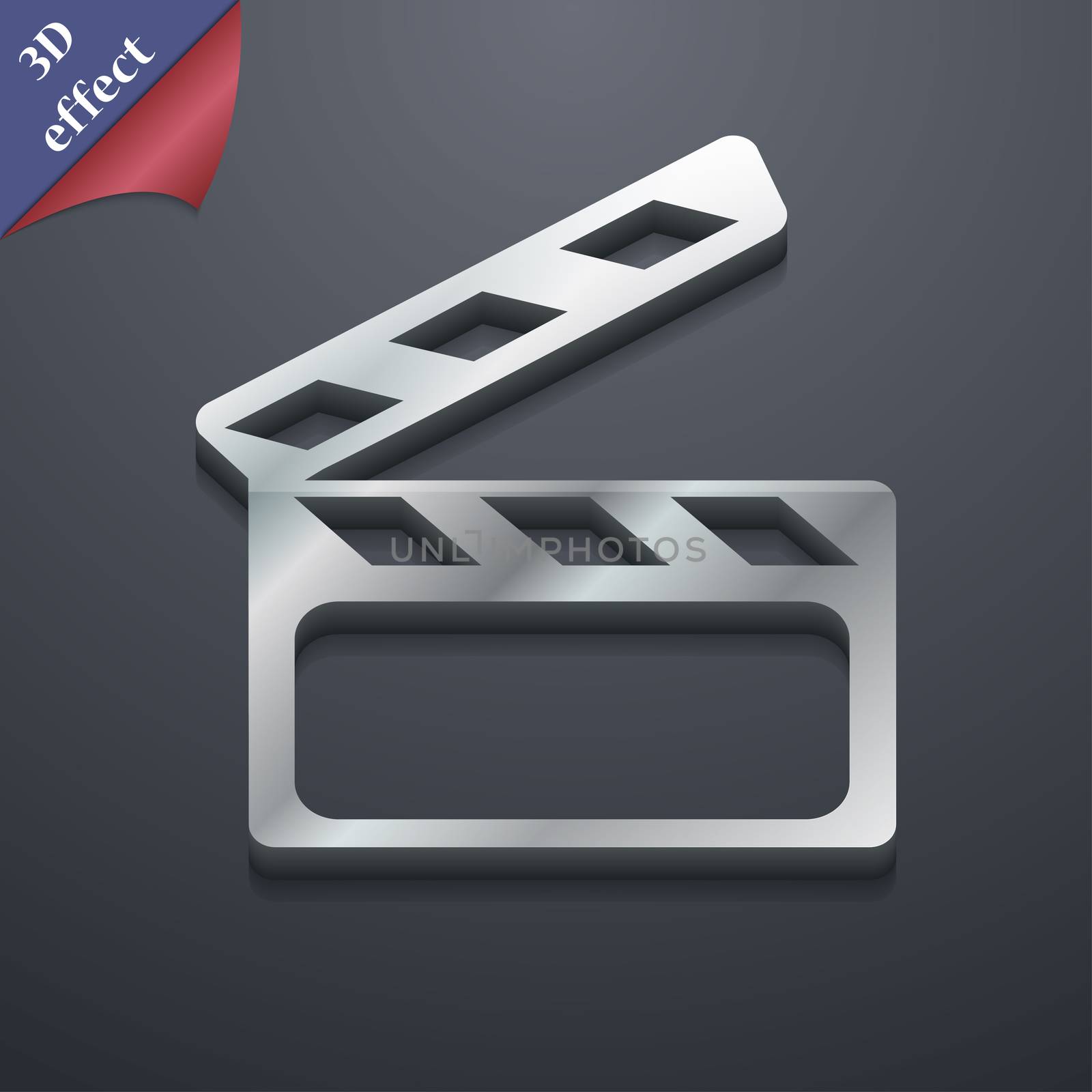 Cinema Clapper icon symbol. 3D style. Trendy, modern design with space for your text . Rastrized by serhii_lohvyniuk