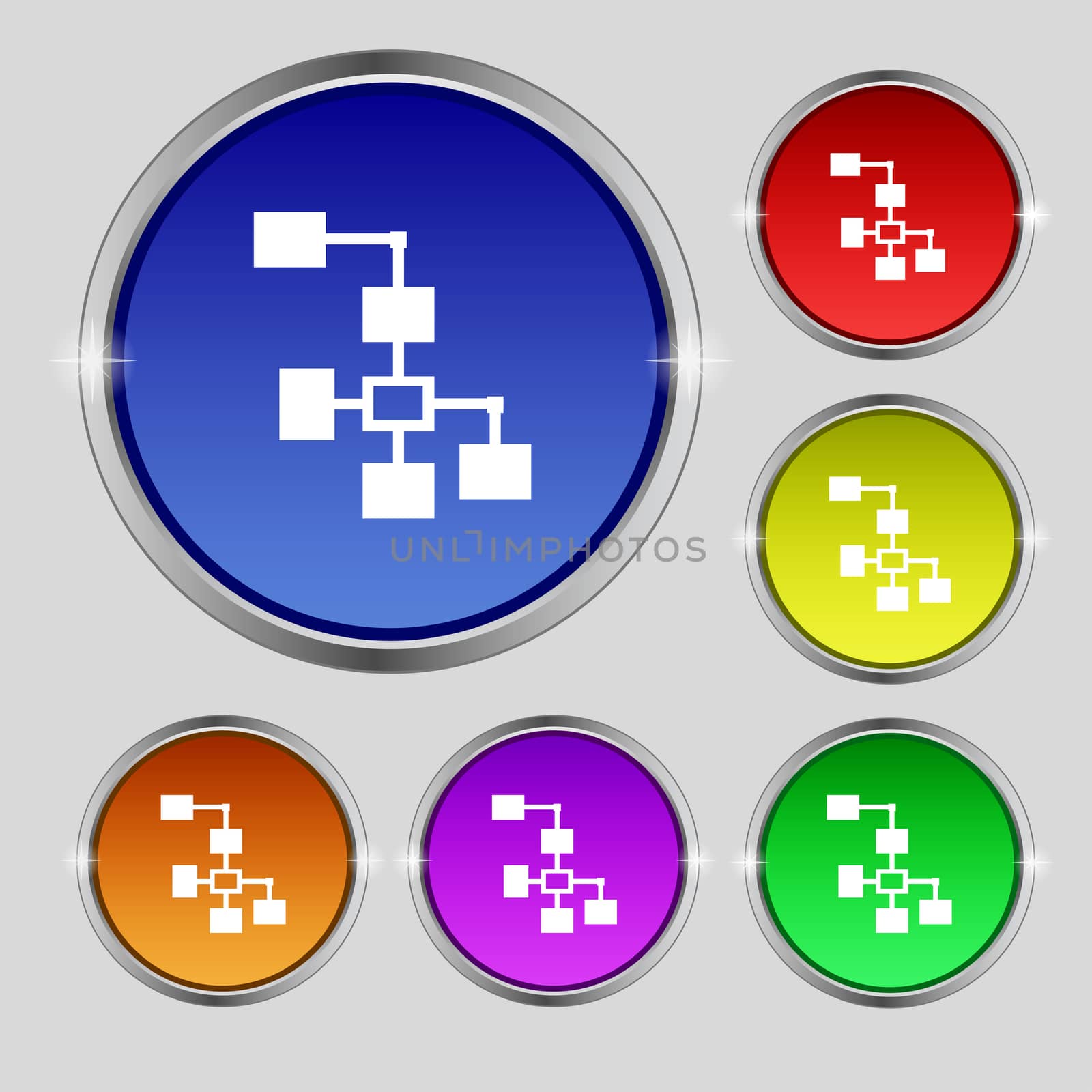 Local Network icon sign. Round symbol on bright colourful buttons.  by serhii_lohvyniuk