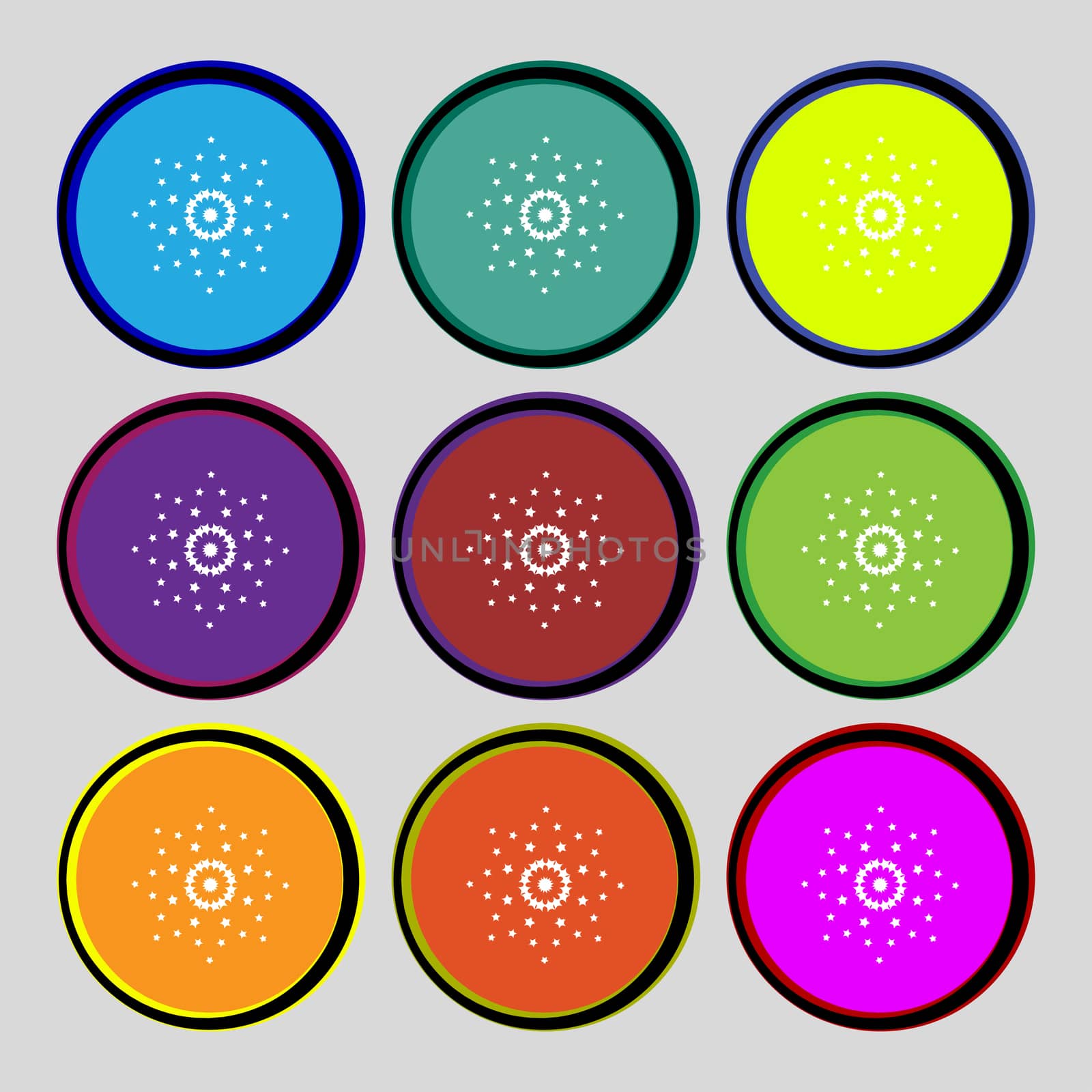 Star sign icon. Favorite button. Navigation symbol. Set colourful buttons illustration