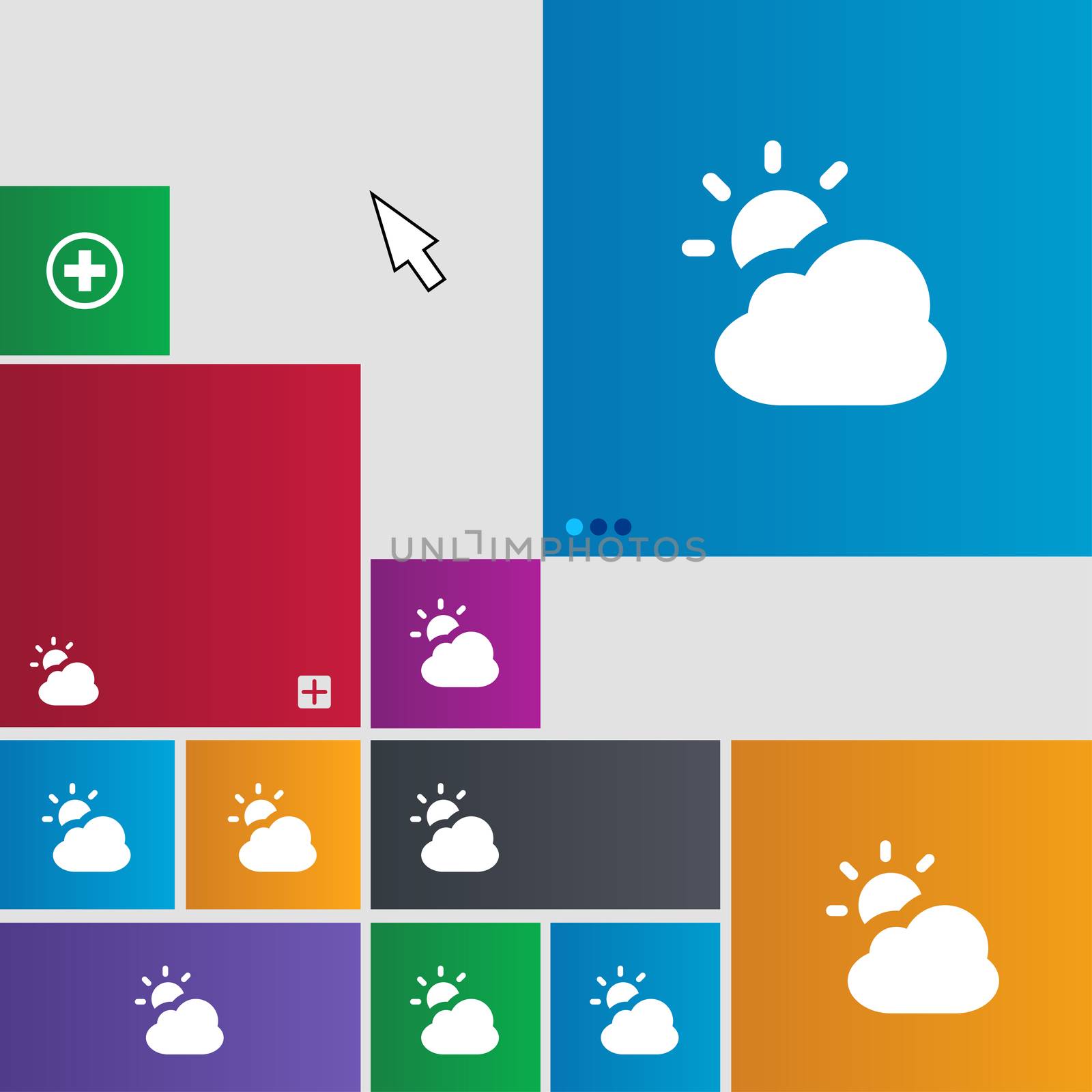 weather icon sign. Metro style buttons. Modern interface website buttons with cursor pointer.  by serhii_lohvyniuk