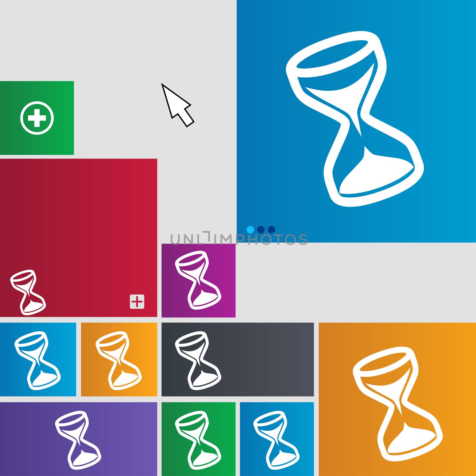 hourglass icon sign. buttons. Modern interface website buttons with cursor pointer. illustration