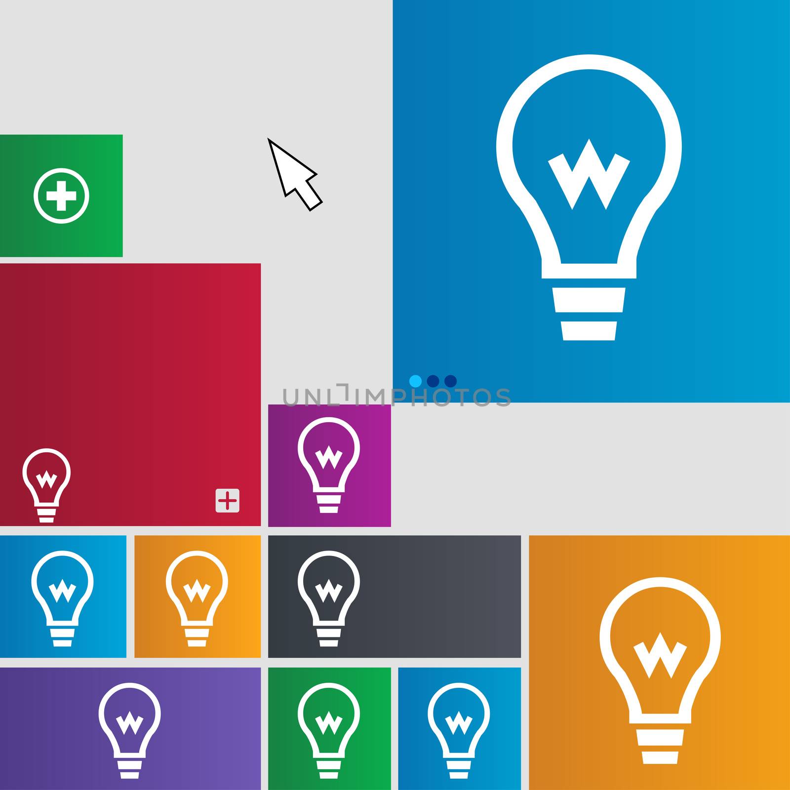 Light bulb icon sign. buttons. Modern interface website buttons with cursor pointer.  by serhii_lohvyniuk