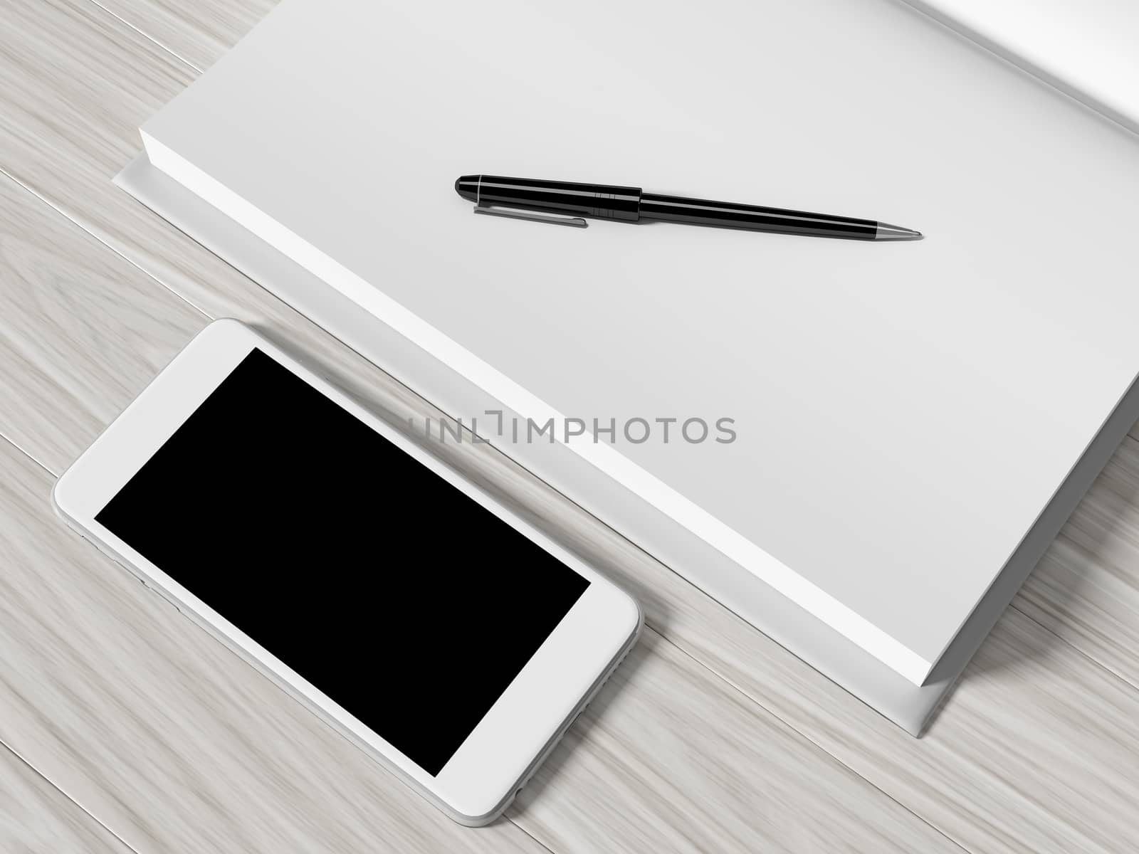 High angle view of a setting table of business workplace, shot in office, home work space