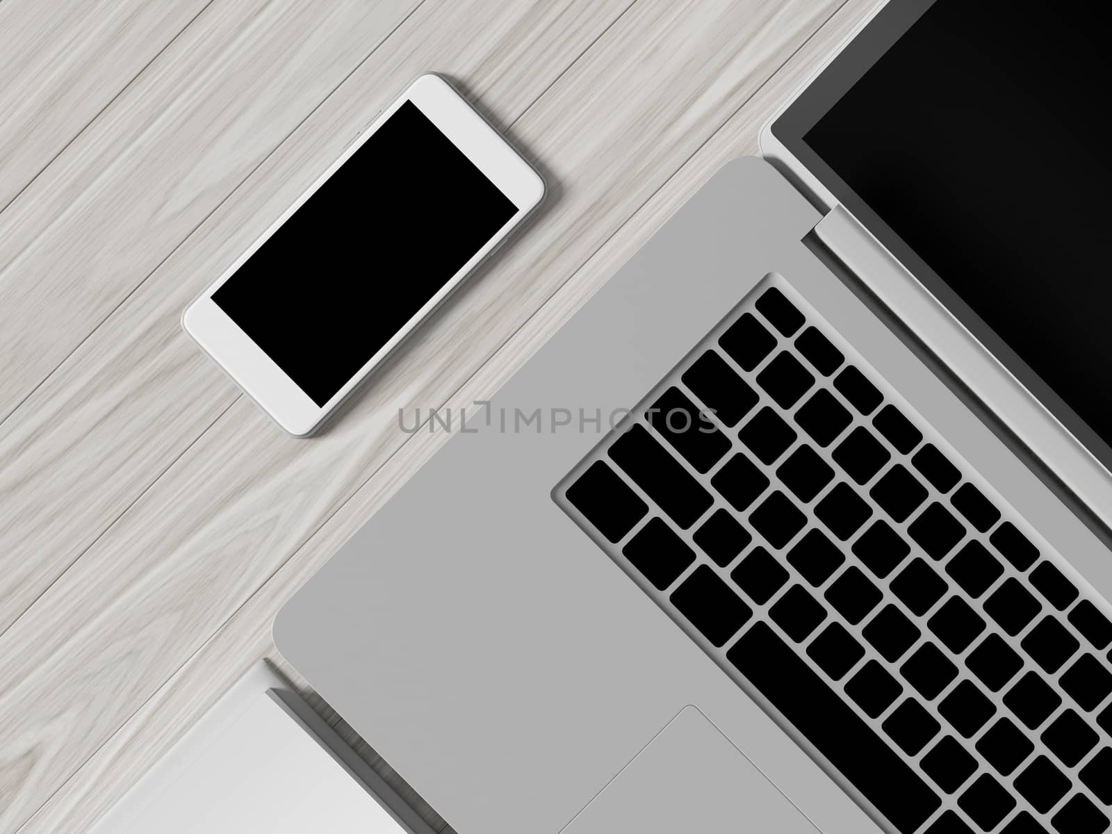 High angle view of a setting table of business workplace, shot in office, home work space