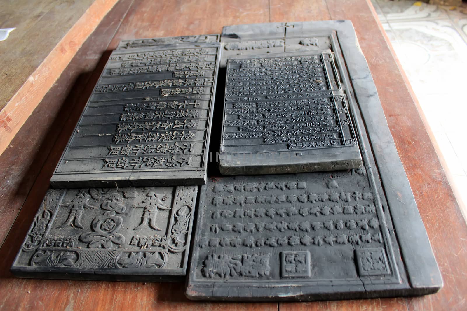 Buddhist scripture by wood