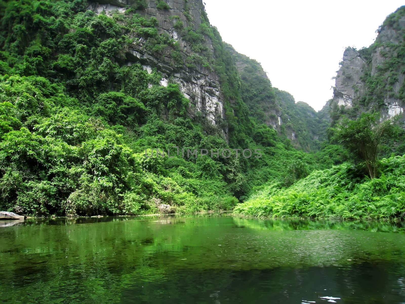 Landscape with moutain and river, Trang An, Ninh Binh, Vietnam 