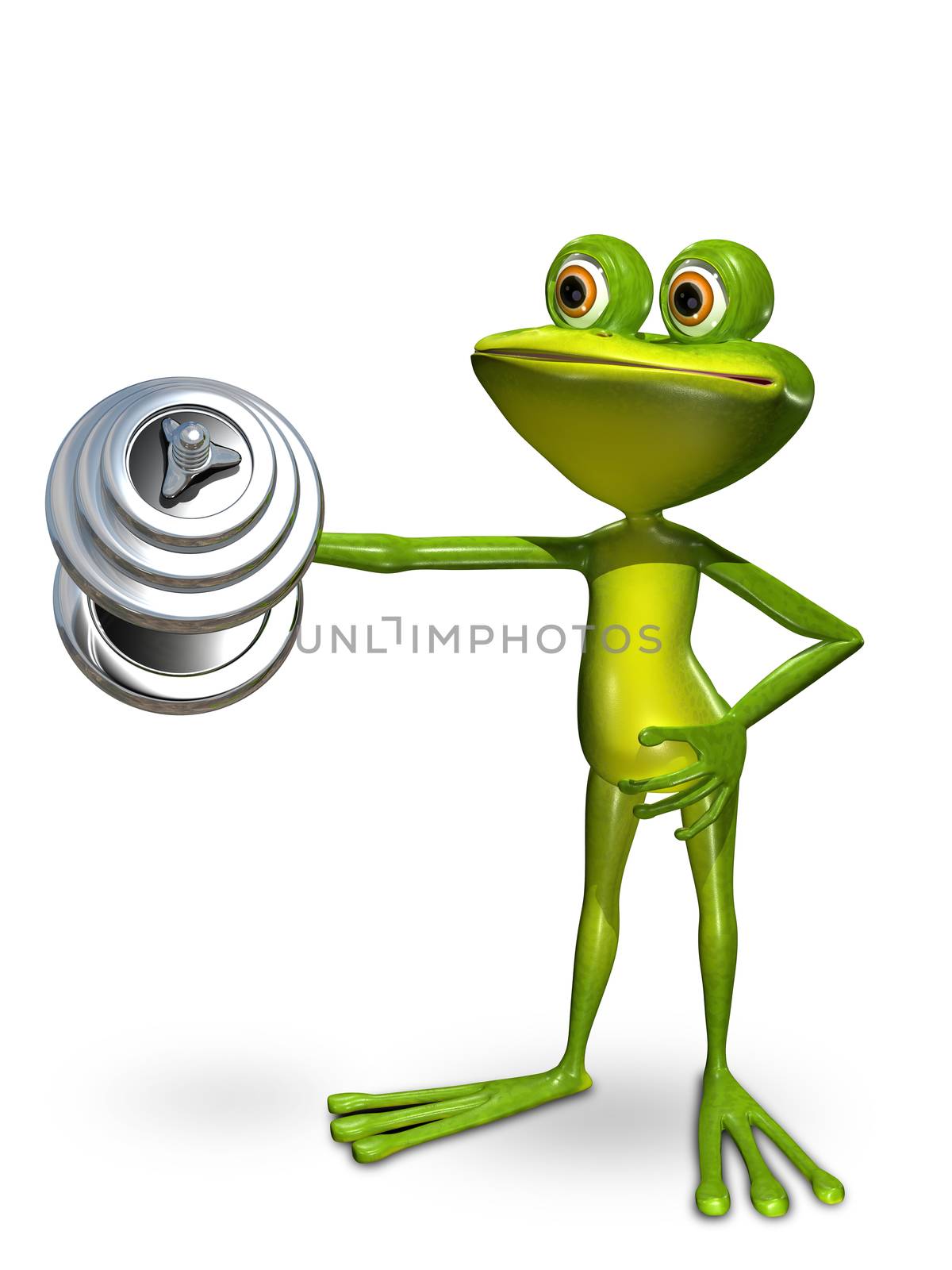 Illustration a frog doing gymnastics sport dumbbells