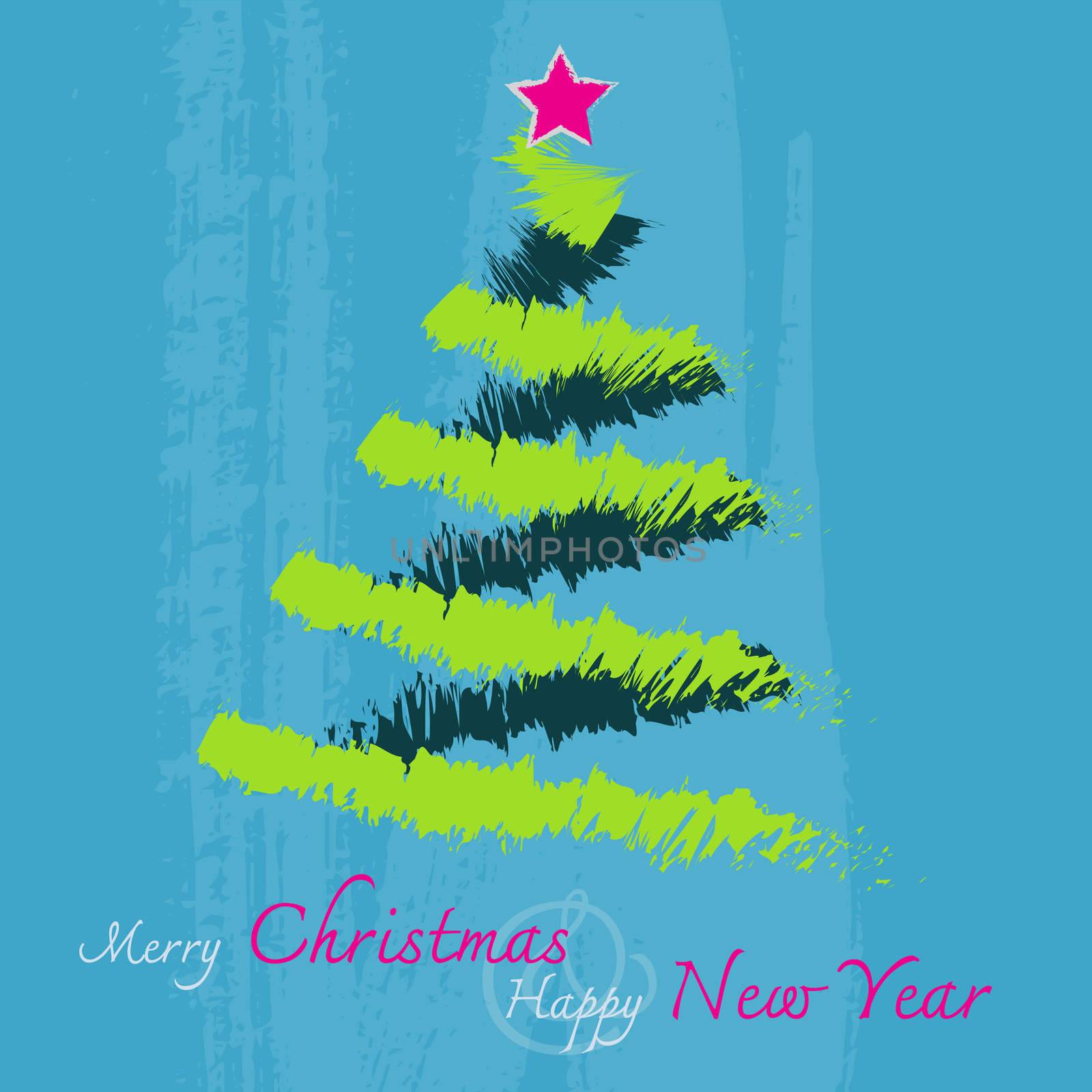 Christmas Greeting Card. Merry Christmas and Happy New Year lettering