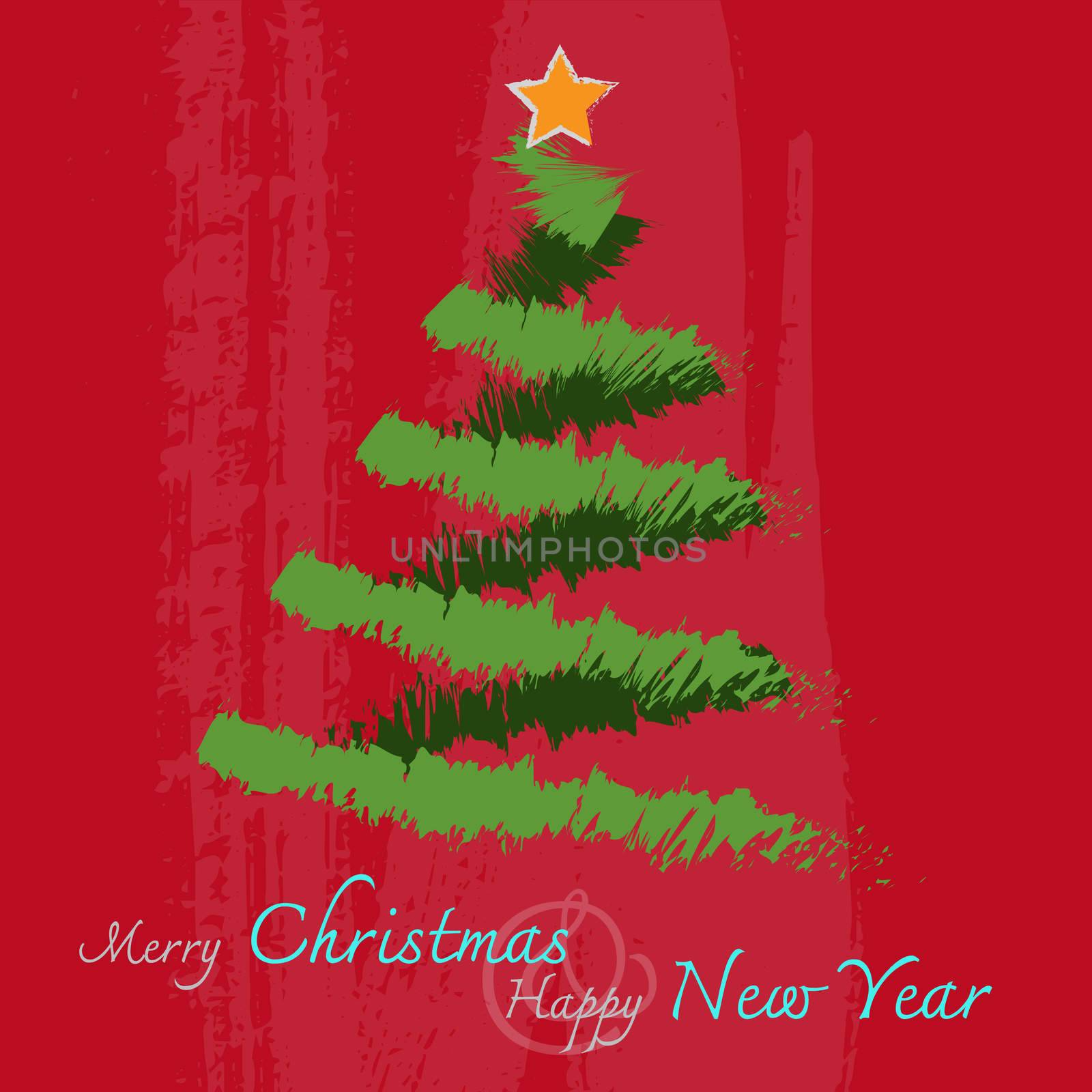 Christmas Greeting Card. Merry Christmas and Happy New Year lettering