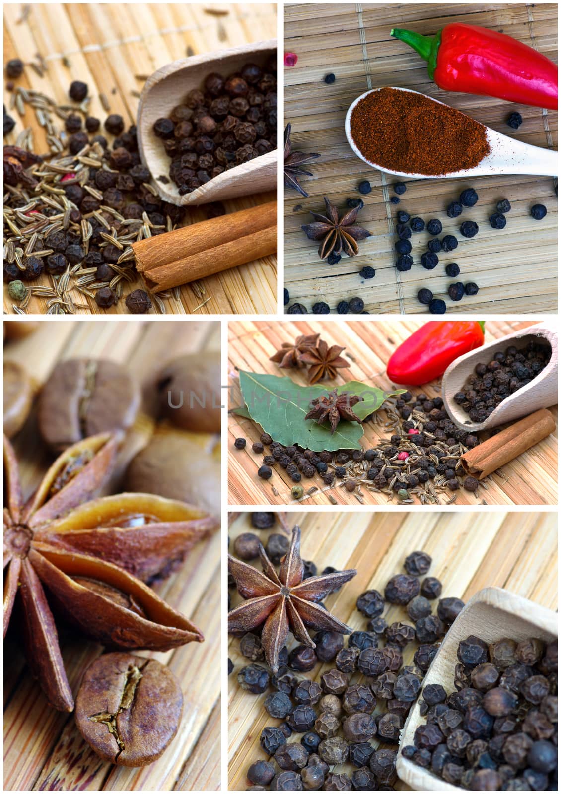 Collage of different spices by dolnikow