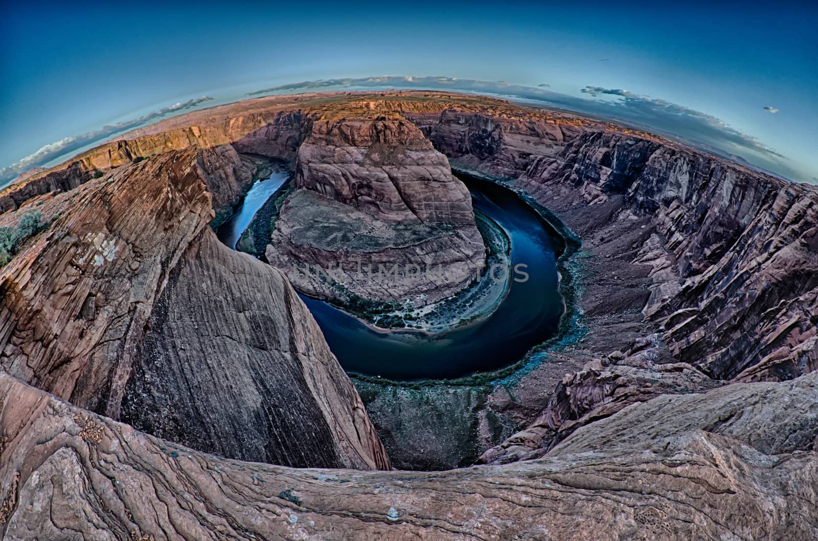 Horshoe Bend of Colorado river near Page Arizona early morning by digidreamgrafix