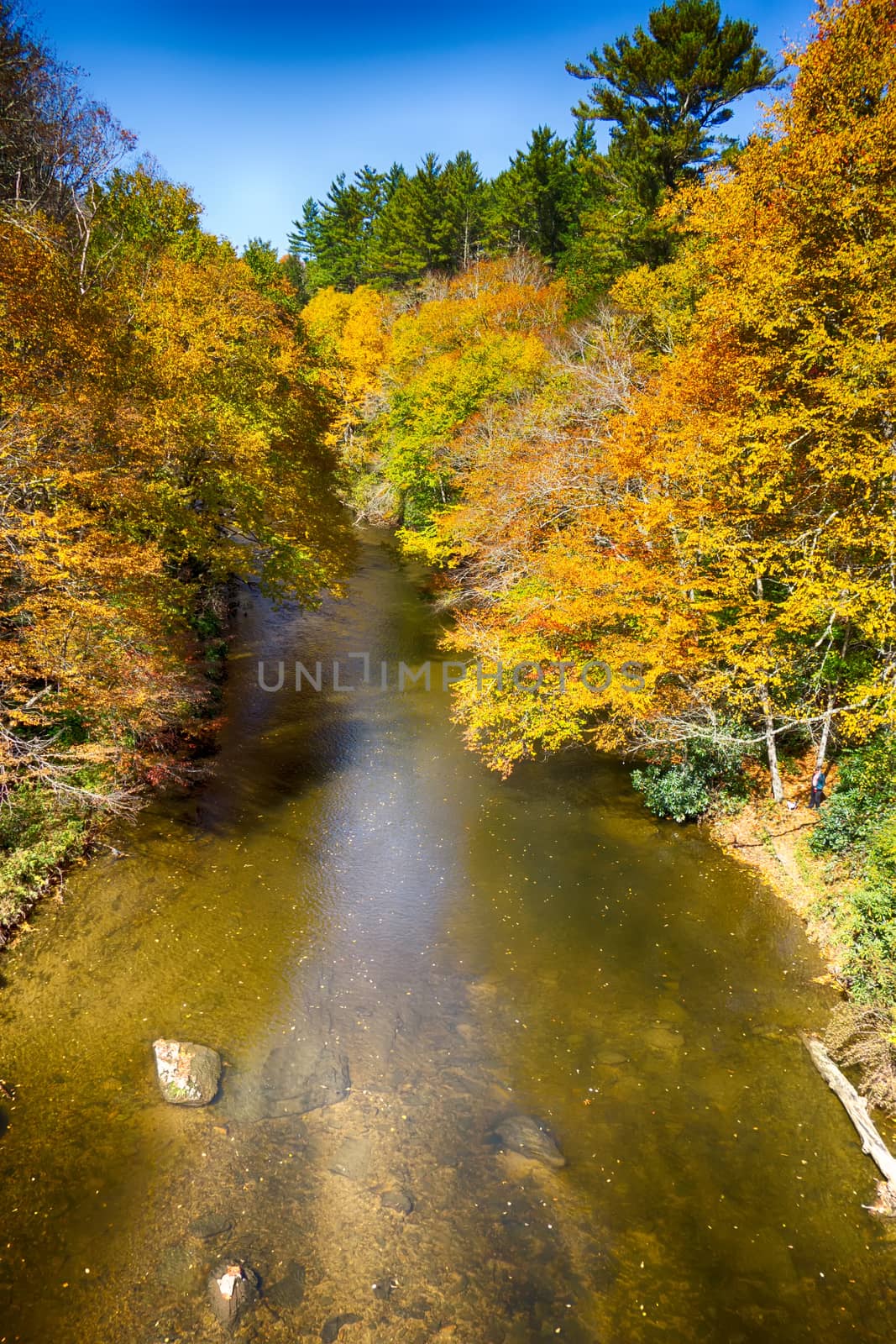 linnville river flowing through blue ridge mountains valleys