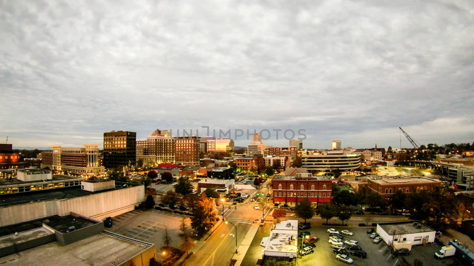 aerial view of greenville south carolina skyline cityscape