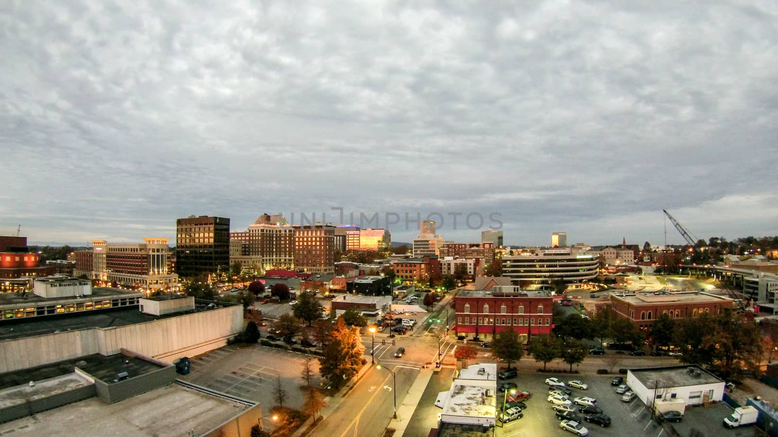 aerial view of greenville south carolina skyline cityscape