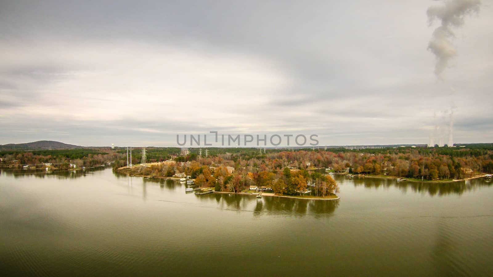 aerialview over lake wylie south carolina