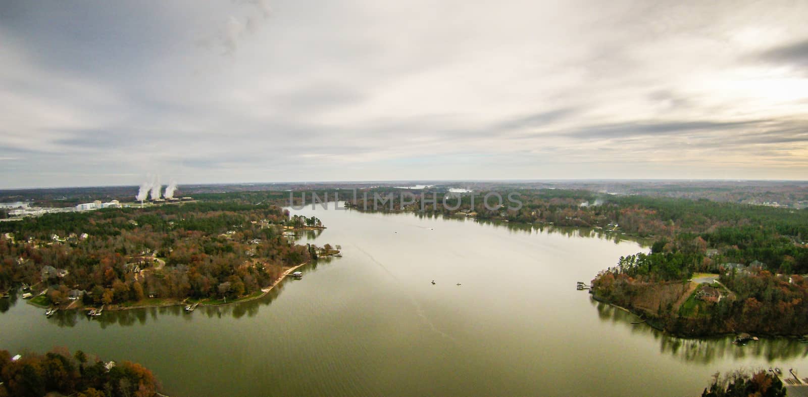 aerialview over lake wylie south carolina